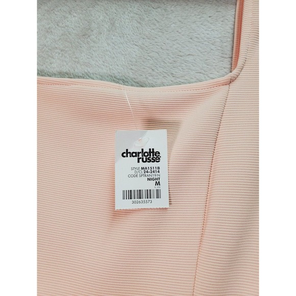 Charlotte Russe Mini Dress Womens Medium Pink Polyester Long Sleeve Square Neck - Picture 7 of 9